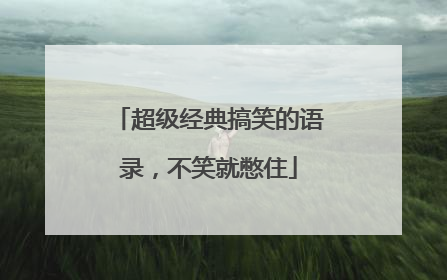 超级经典搞笑的语录，不笑就憋住