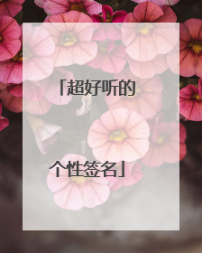 超好听的个性签名