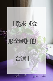 跪求《变形金刚》的台词