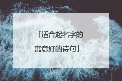 适合起名字的寓意好的诗句