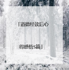 道德经读后心得感悟5篇