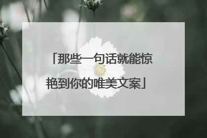那些一句话就能惊艳到你的唯美文案