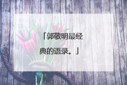 郭敬明最经典的语录。