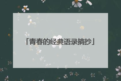 青春的经典语录摘抄
