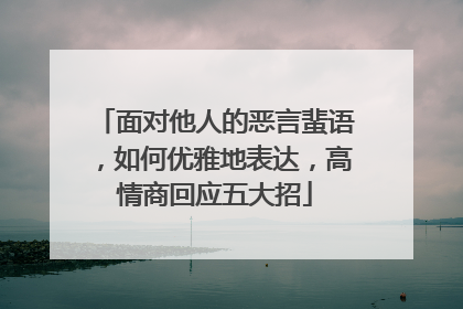 面对他人的恶言蜚语,如何优雅地表达,高情商回应五大招