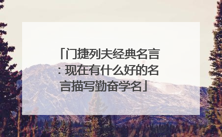门捷列夫经典名言：现在有什么好的名言描写勤奋学名