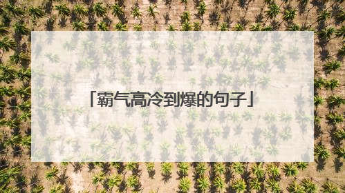 霸气高冷到爆的句子