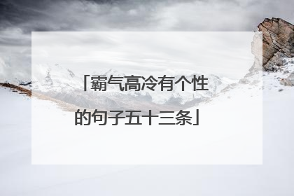 霸气高冷有个性的句子五十三条