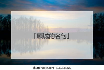 顾城的名句