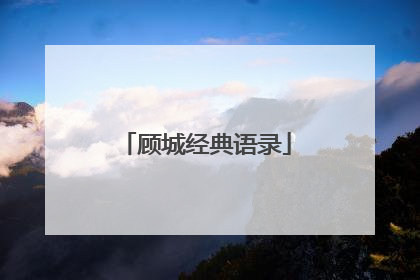 顾城经典语录