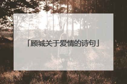 顾城关于爱情的诗句