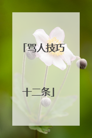 骂人技巧十二条