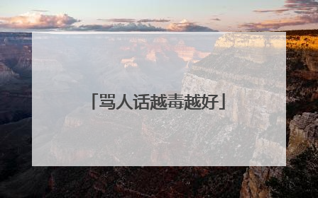 骂人话越毒越好