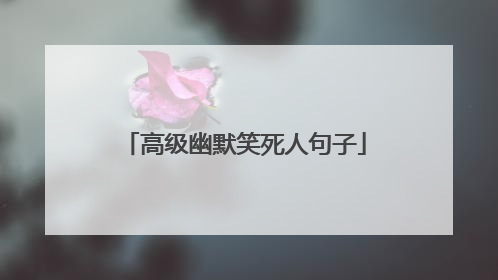 高级幽默笑死人句子