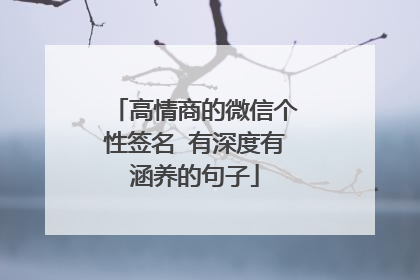 高情商的微信个性签名 有深度有涵养的句子