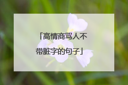 高情商骂人不带脏字的句子