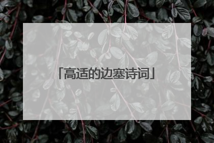 高适的边塞诗词