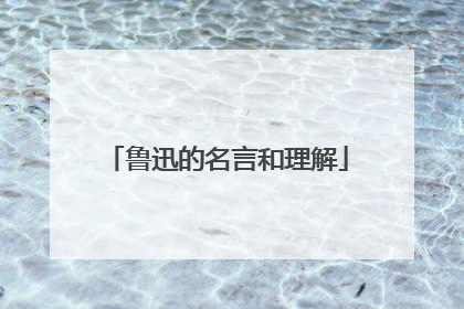 鲁迅的名言和理解