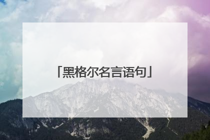 黑格尔名言语句