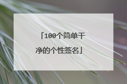 100个简单干净的个性签名
