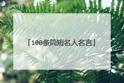 100条简短名人名言