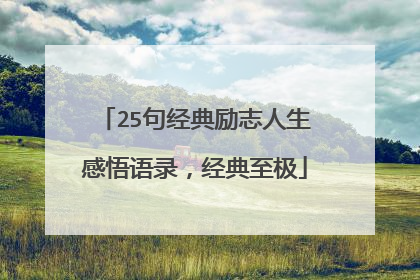 25句经典励志人生感悟语录，经典至极