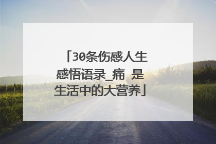 30条伤感人生感悟语录_痛 是生活中的大营养