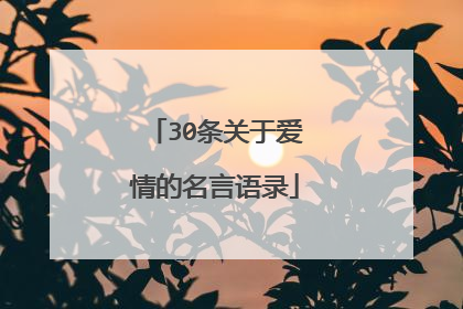 30条关于爱情的名言语录