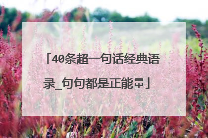 40条超一句话经典语录_句句都是正能量