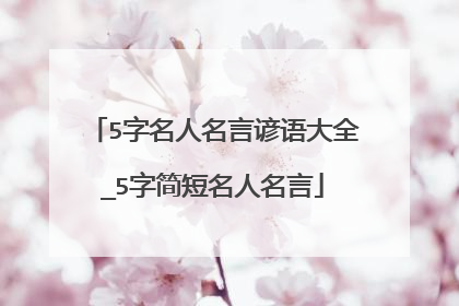 5字名人名言谚语大全_5字简短名人名言